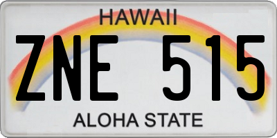 HI license plate ZNE515