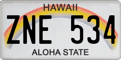 HI license plate ZNE534