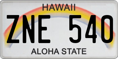 HI license plate ZNE540
