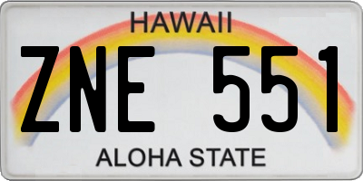 HI license plate ZNE551