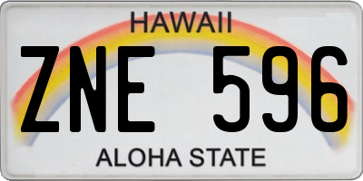 HI license plate ZNE596