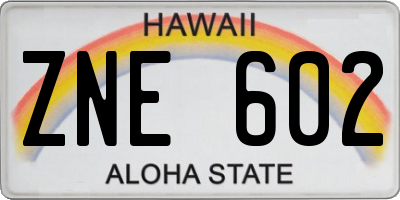 HI license plate ZNE602