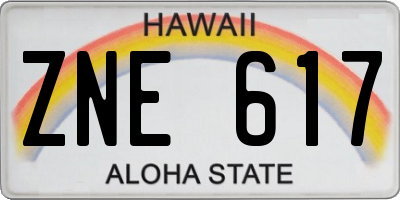 HI license plate ZNE617