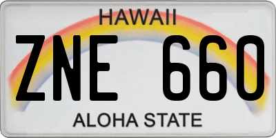 HI license plate ZNE660