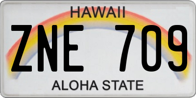 HI license plate ZNE709
