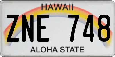 HI license plate ZNE748