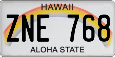 HI license plate ZNE768