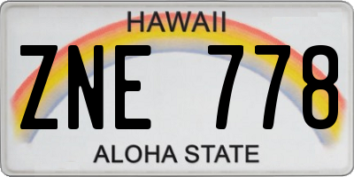 HI license plate ZNE778