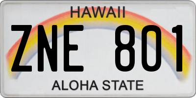 HI license plate ZNE801