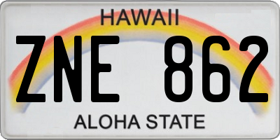HI license plate ZNE862