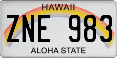 HI license plate ZNE983