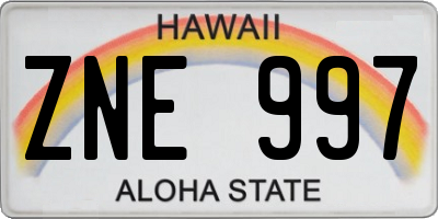 HI license plate ZNE997