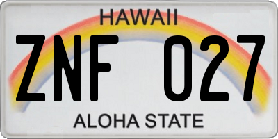 HI license plate ZNF027