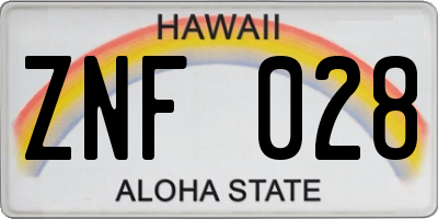 HI license plate ZNF028
