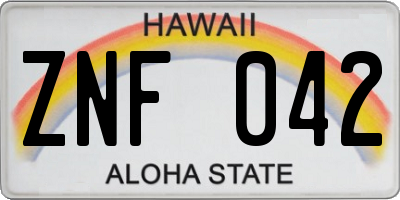 HI license plate ZNF042