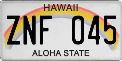 HI license plate ZNF045