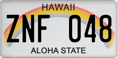 HI license plate ZNF048