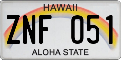 HI license plate ZNF051