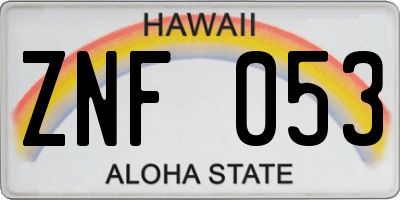 HI license plate ZNF053