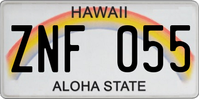 HI license plate ZNF055