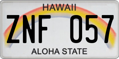 HI license plate ZNF057