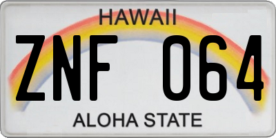 HI license plate ZNF064