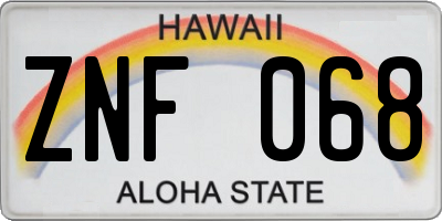 HI license plate ZNF068