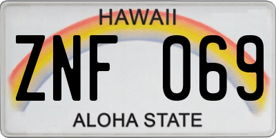 HI license plate ZNF069