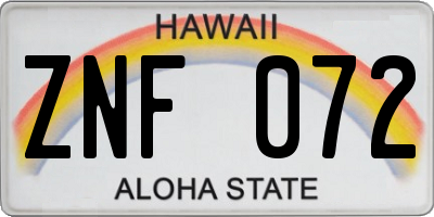 HI license plate ZNF072