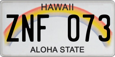 HI license plate ZNF073