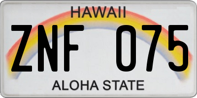 HI license plate ZNF075