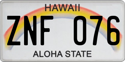 HI license plate ZNF076