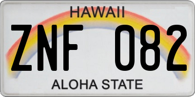 HI license plate ZNF082