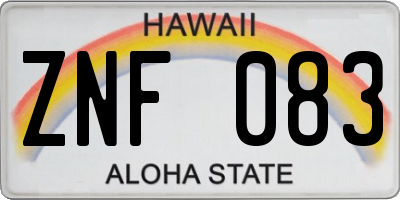 HI license plate ZNF083