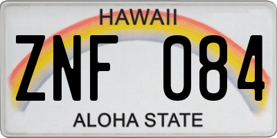 HI license plate ZNF084