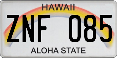 HI license plate ZNF085