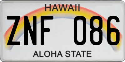 HI license plate ZNF086