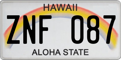 HI license plate ZNF087