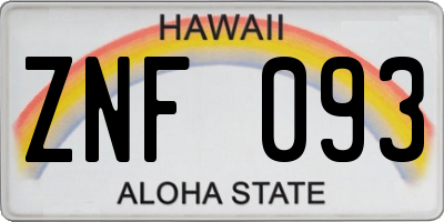 HI license plate ZNF093