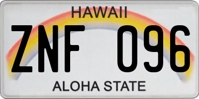 HI license plate ZNF096