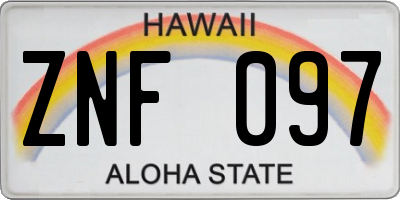 HI license plate ZNF097