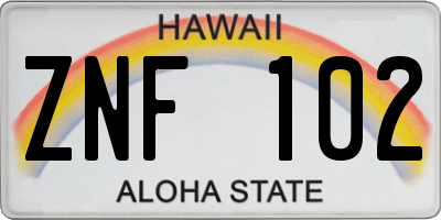 HI license plate ZNF102