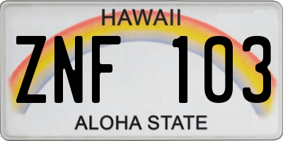 HI license plate ZNF103