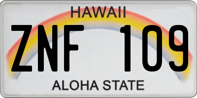 HI license plate ZNF109