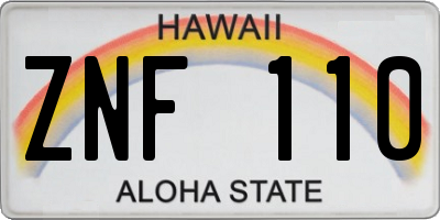 HI license plate ZNF110