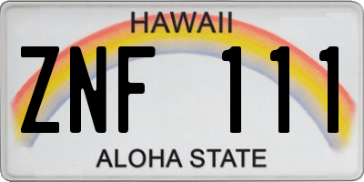 HI license plate ZNF111