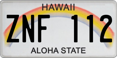 HI license plate ZNF112