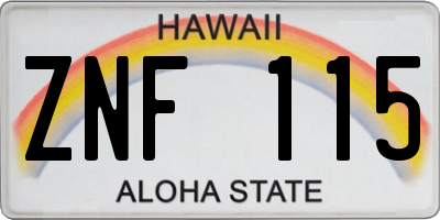 HI license plate ZNF115