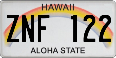 HI license plate ZNF122