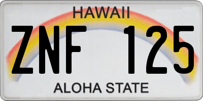 HI license plate ZNF125